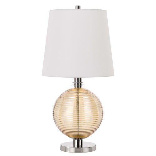 150W 3 Way Salisbury Glass Table Lamp With Hardback Fabric Shade - Cal Lighting