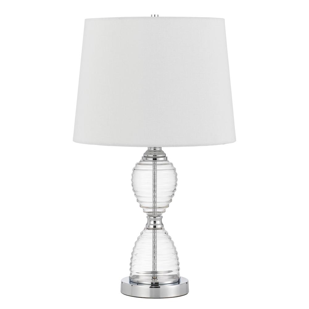 Eden Glass Table Lamp With Taper Drum Hardback Shade - Cal Lighting