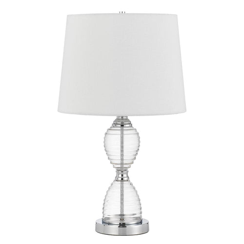 Eden Glass Table Lamp With Taper Drum Hardback Shade - Cal Lighting