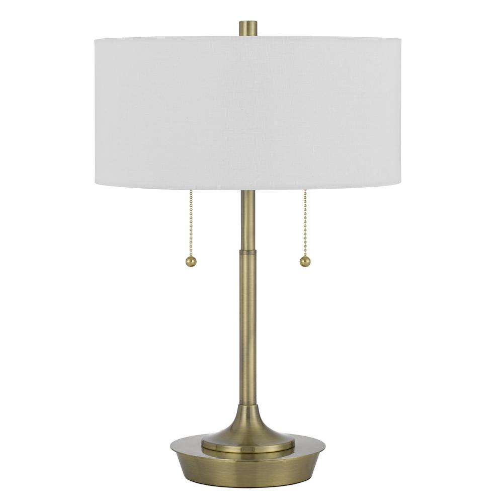 Kendal Metal Table Lamp With Pull Chain Switch, Drum Fabric Shade - Cal Lighting