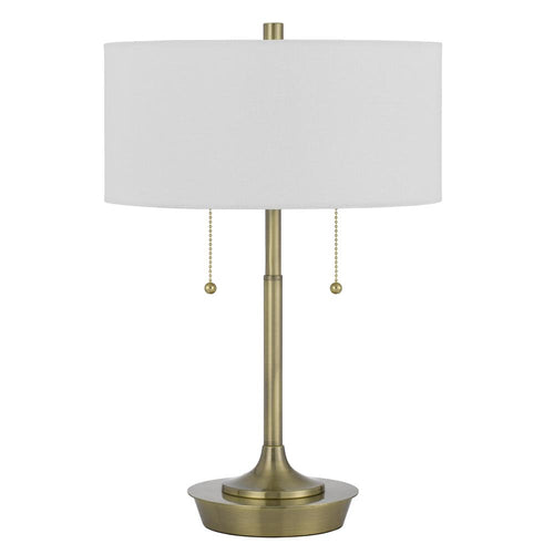 Kendal Metal Table Lamp With Pull Chain Switch, Drum Fabric Shade - Cal Lighting