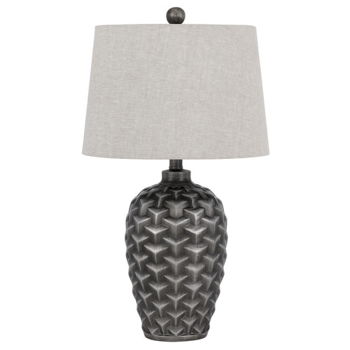 Dresano Resin Table Lamp With Linen Hardback Taper Drum Shade - Cal Lighting