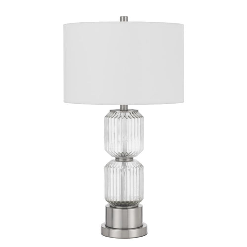 Bresso Fluted Glass Table Lamp With Hardback Drum Shade - Cal Lighting