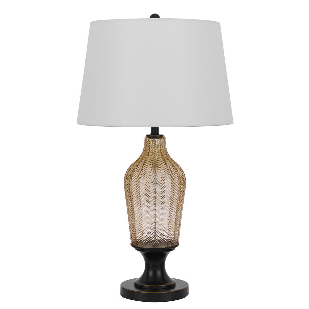 150W 3 Way Fluted Column Glass Table Lamp With Metal Base - Cal Lighting