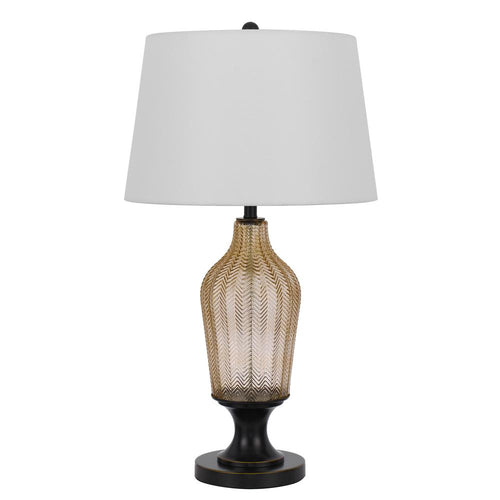 150W 3 Way Fluted Column Glass Table Lamp With Metal Base - Cal Lighting