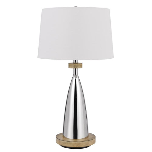 150W 3 Way Lockport Metal Table Lamp With Faux Wood Finish - Cal Lighting