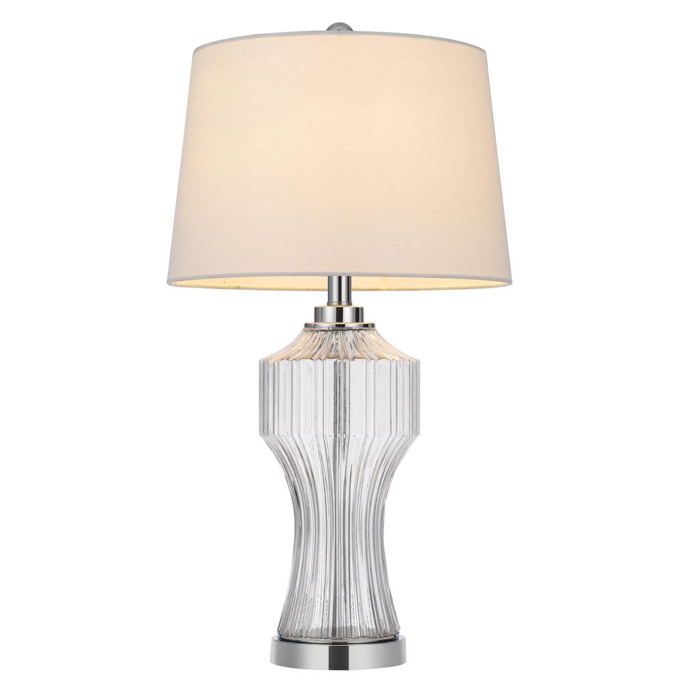 100W 3 way Reston column glass table lamp - Cal Lighting