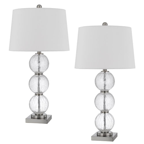 150W 3 Way Crosset Crackle Glass Table Lamp. Priced And Sold As Pairs - Cal Lighting