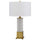150W 3 Way Cranbourne Metal/Marble Table Lamp With Drum Hardback Fabric Shade - Cal Lighting