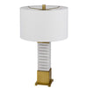 150W 3 Way Cranbourne Metal/Marble Table Lamp With Drum Hardback Fabric Shade - Cal Lighting