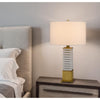 150W 3 Way Cranbourne Metal/Marble Table Lamp With Drum Hardback Fabric Shade - Cal Lighting