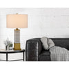 150W 3 Way Cranbourne Metal/Marble Table Lamp With Drum Hardback Fabric Shade - Cal Lighting