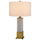 150W 3 Way Cranbourne Metal/Marble Table Lamp With Drum Hardback Fabric Shade - Cal Lighting