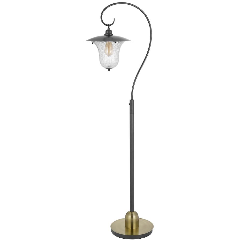 60W Walcott downbridge lantern metal floor lamp with bubbled glass shade - Cal Lighting