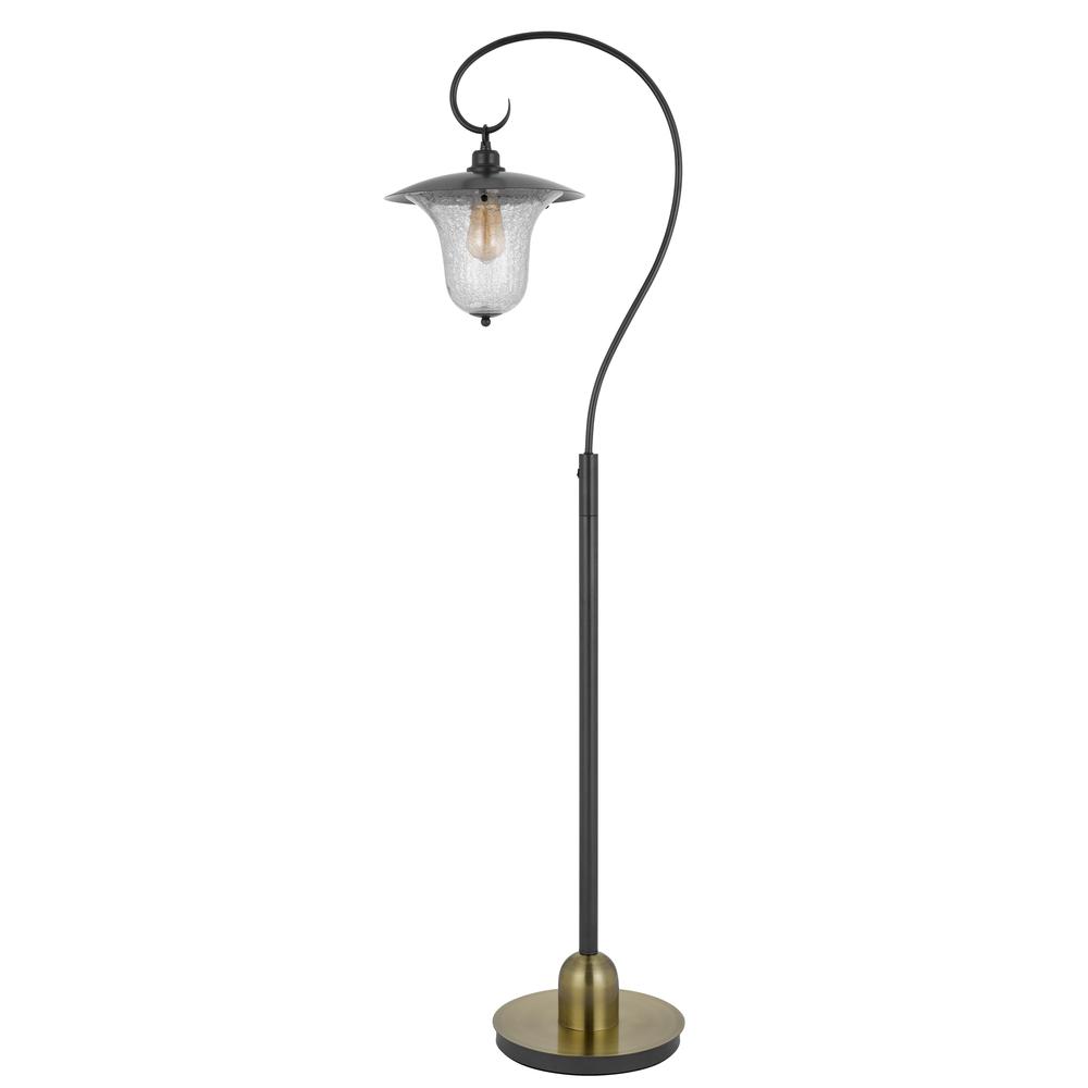 60W Walcott Downbridge Lantern Metal Floor Lamp With Bubbled Glass Shade - Cal Lighting