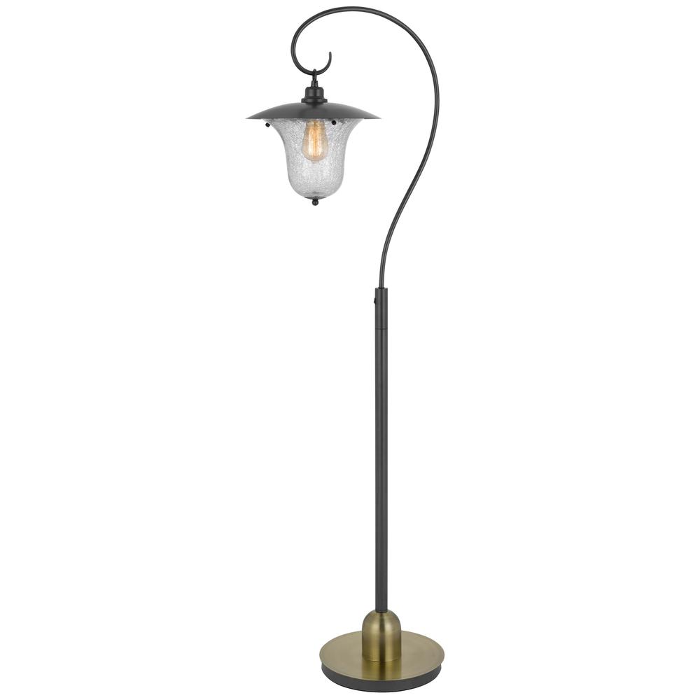 60W Walcott downbridge lantern metal floor lamp with bubbled glass shade - Cal Lighting
