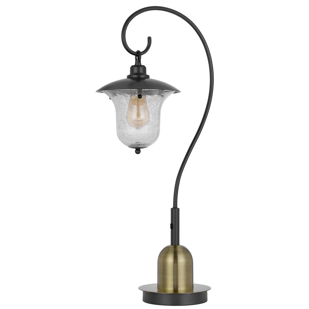60W Walcott Downbridge Lantern Metal Table Lamp With Bubbled Glass Shade - Cal Lighting