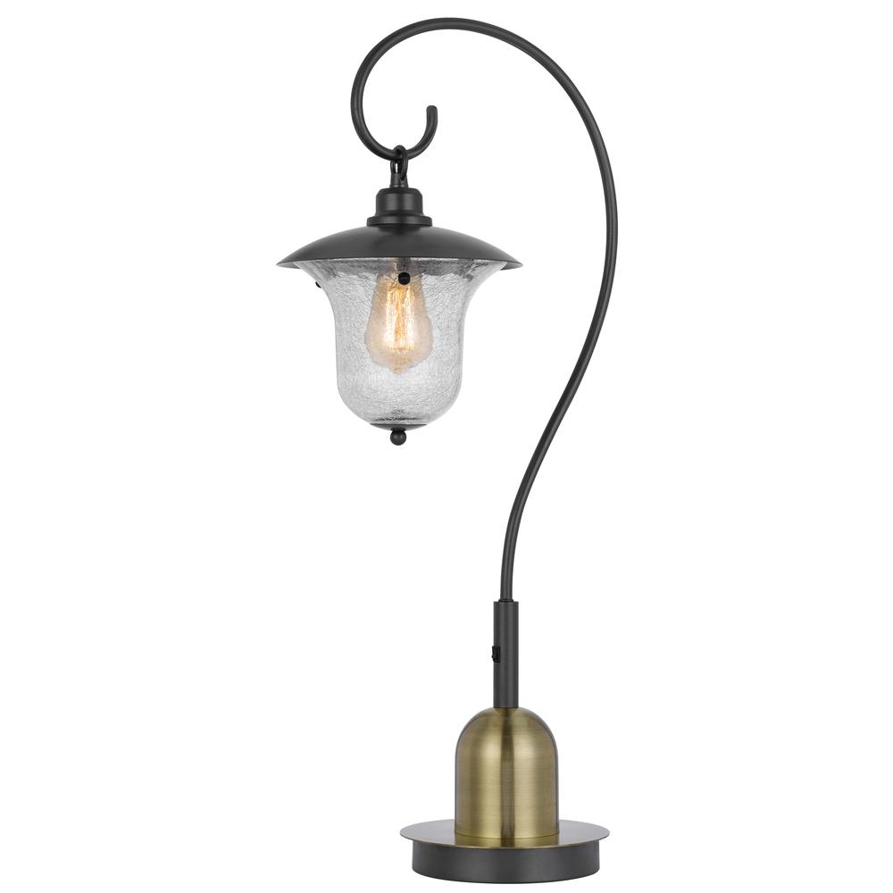 60W Walcott downbridge lantern metal table lamp with bubbled glass shade - Cal Lighting