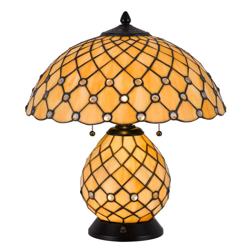 60W X 2 Valetta Tiffany Table Lamp With 2W Integrated Led Night Light - Cal Lighting