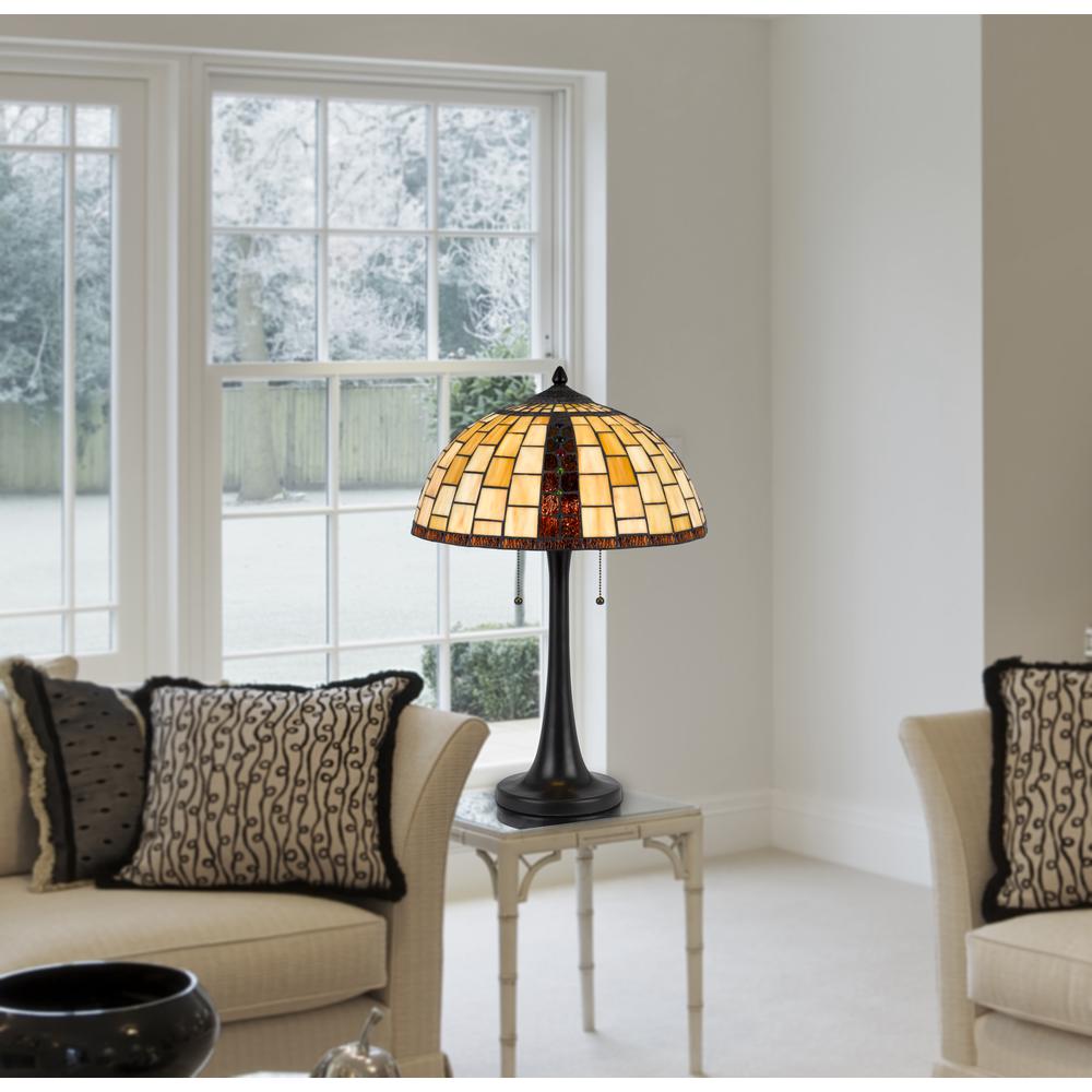 60W X 2 Whitton Tiffany Table Lamp - Cal Lighting