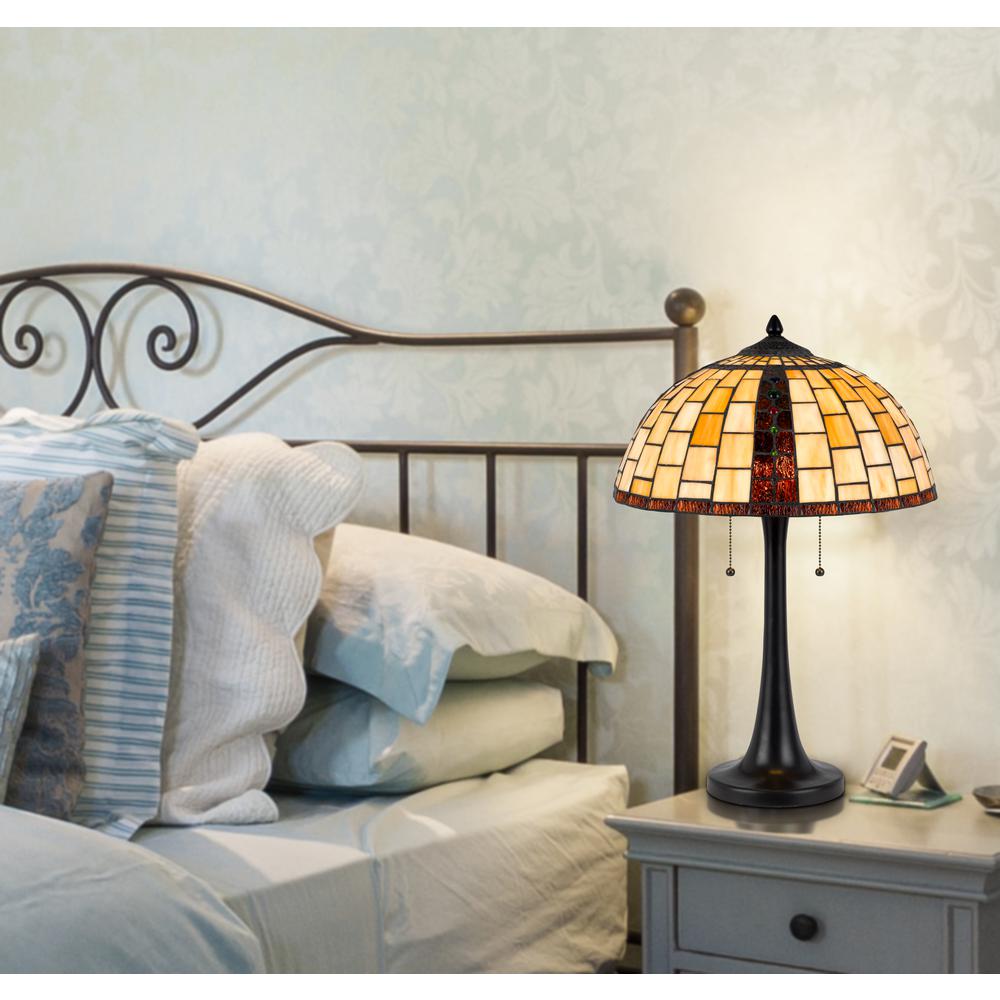 60W X 2 Whitton Tiffany Table Lamp - Cal Lighting