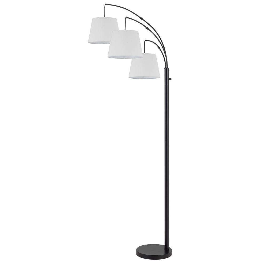 60W X 3 Vardon Metal Arc Floor Lamp With Hardback Fabric Shade - Cal Lighting