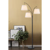 60W X 3 Vardon Metal Arc Floor Lamp With Hardback Fabric Shade - Cal Lighting