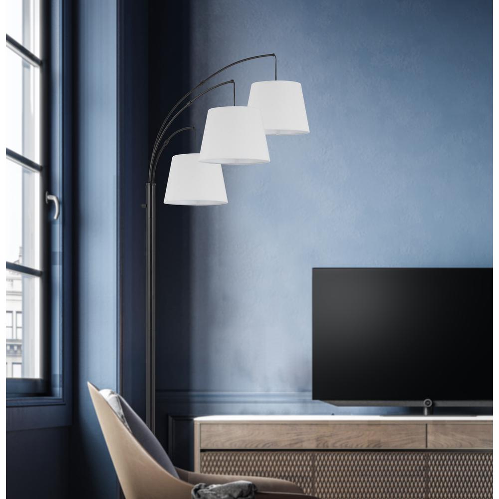 60W X 3 Vardon Metal Arc Floor Lamp With Hardback Fabric Shade - Cal Lighting