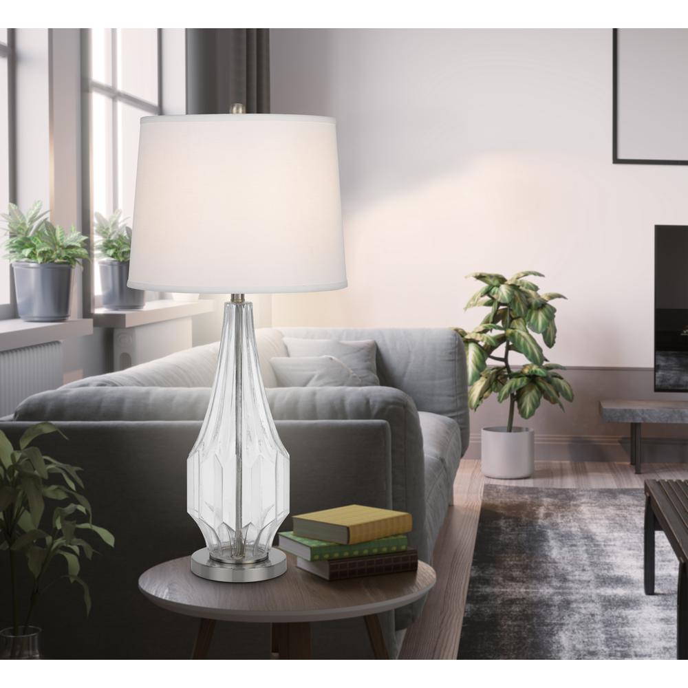 150W 3 Way Walham Glass Table Lamp With Hardback Fabric Shade (Sold In Pairs) - Cal Lighting