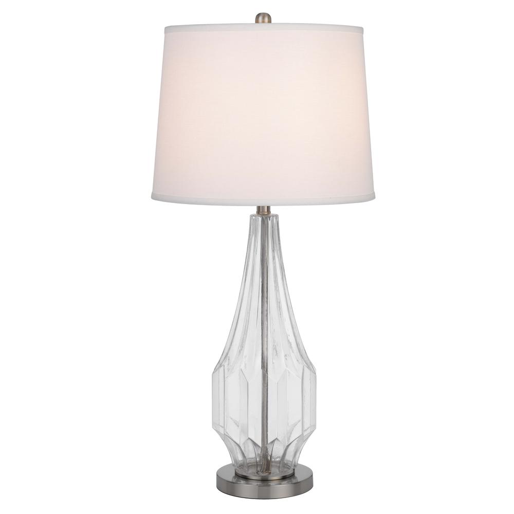 150W 3 Way Walham Glass Table Lamp With Hardback Fabric Shade (Sold In Pairs) - Cal Lighting
