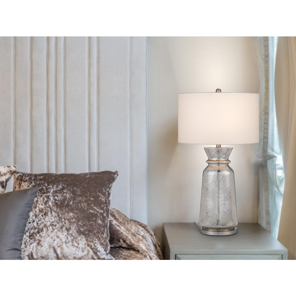 150W 3 Way Keswick Glass Table Lamp With Hardback Fabric Shade (Sold In Pairs) - Cal Lighting