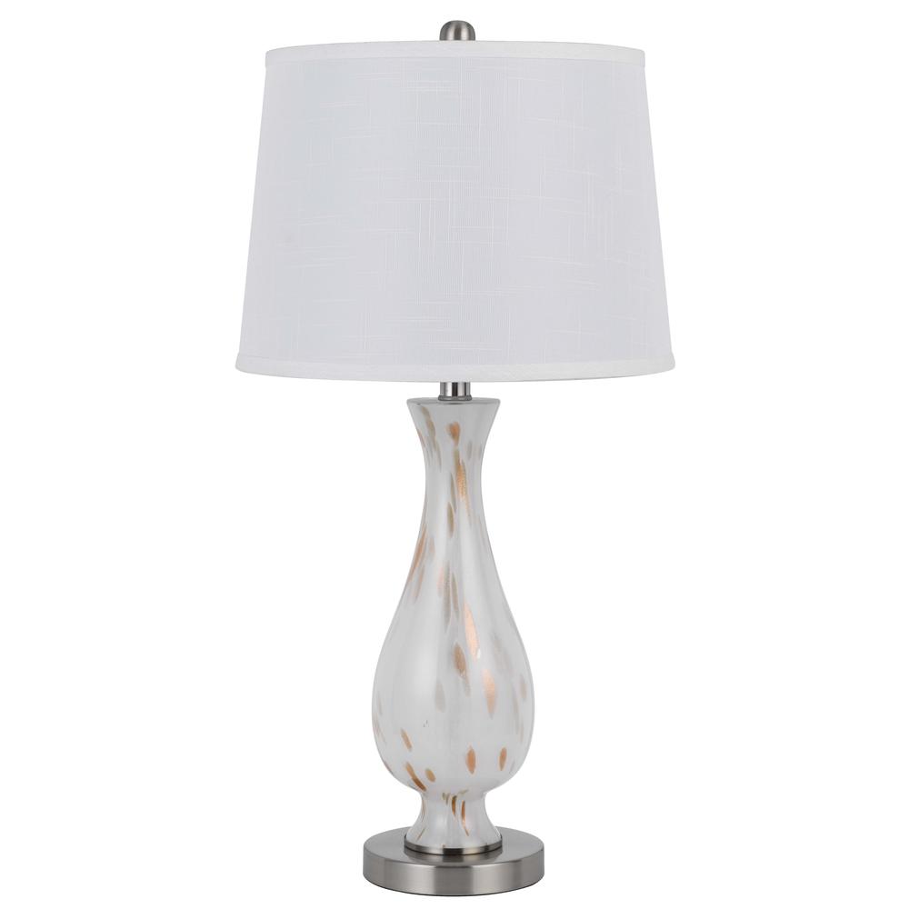 150W 3 Way Abinger Glass Table Lamp With Hardback Fabric Shade (Sold In Pairs) - Cal Lighting