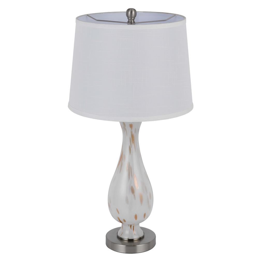 150W 3 Way Abinger Glass Table Lamp With Hardback Fabric Shade (Sold In Pairs) - Cal Lighting