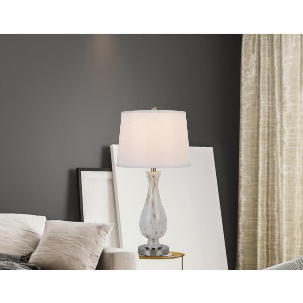 150W 3 Way Abinger Glass Table Lamp With Hardback Fabric Shade (Sold In Pairs) - Cal Lighting