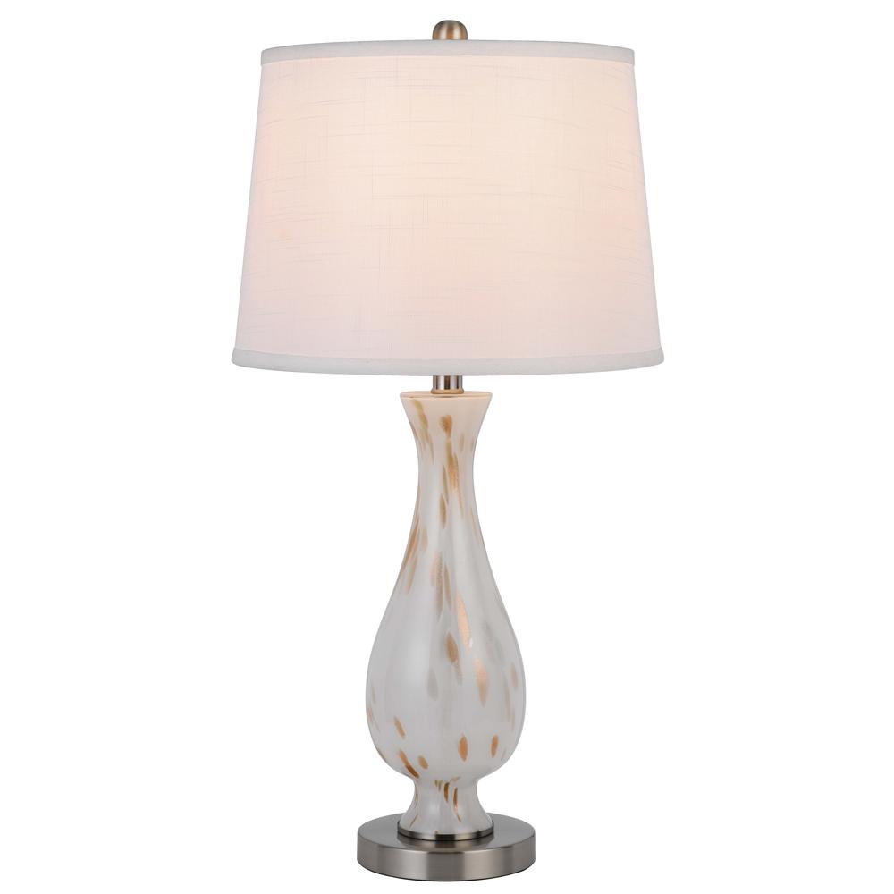 150W 3 Way Abinger Glass Table Lamp With Hardback Fabric Shade (Sold In Pairs) - Cal Lighting
