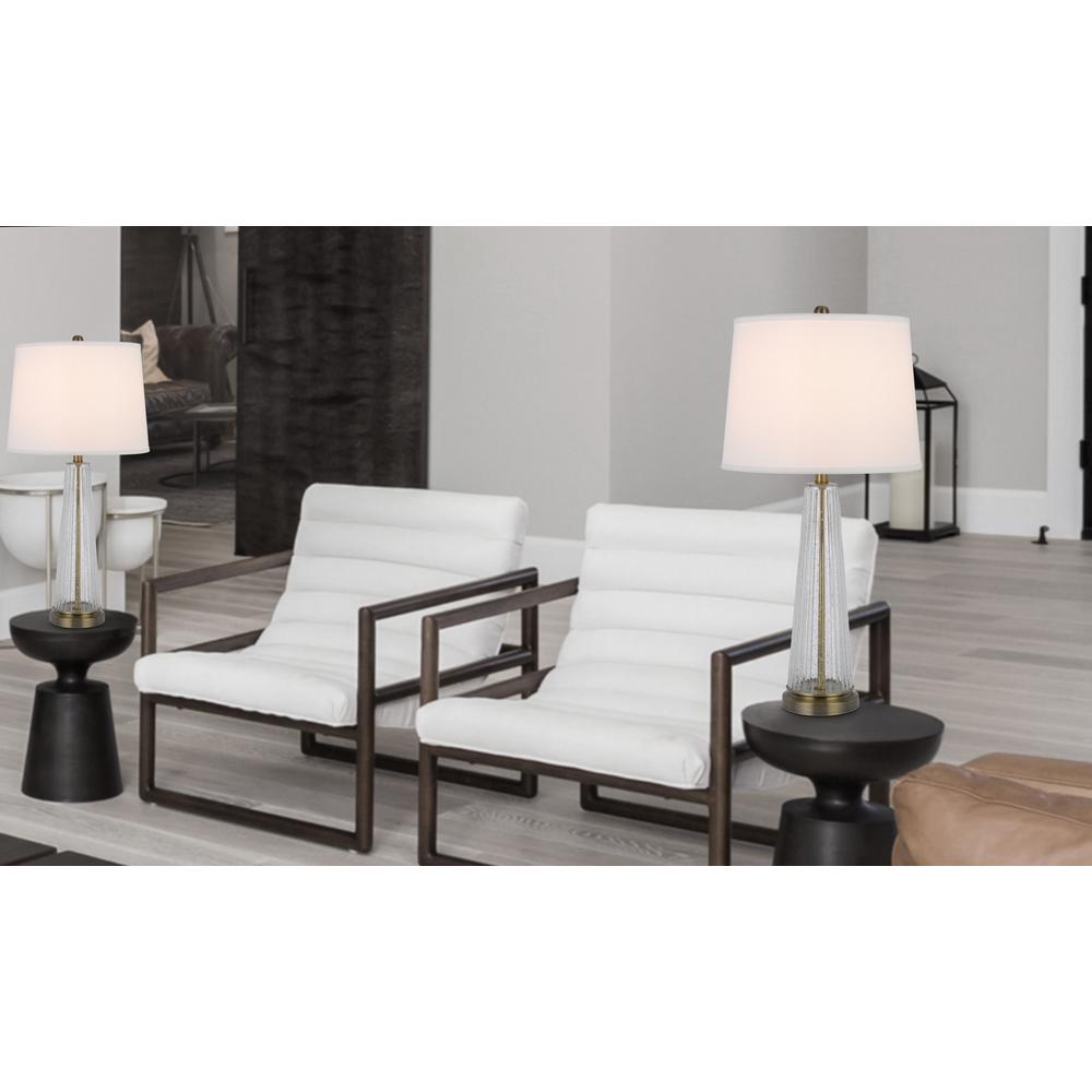 150W 3 Way Huxley Glass Table Lamp With Hardback Fabric Shade (Sold In Pairs) - Cal Lighting