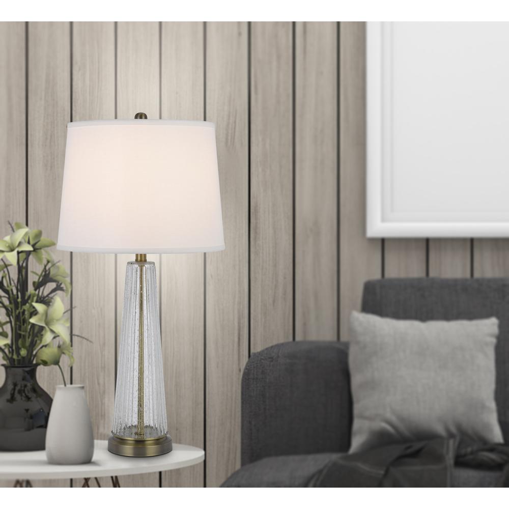 150W 3 Way Huxley Glass Table Lamp With Hardback Fabric Shade (Sold In Pairs) - Cal Lighting