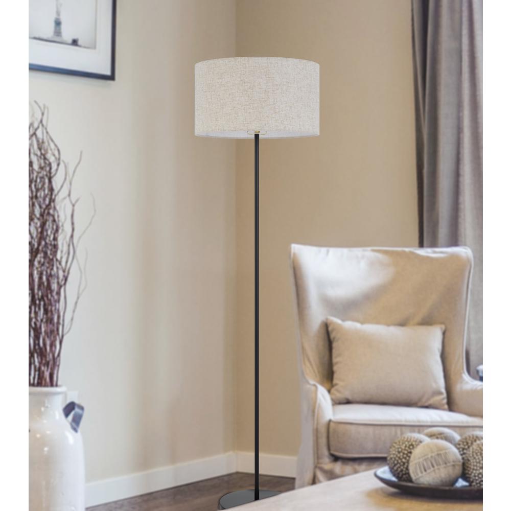 150W 3 Wayt Cromwell Metal Floor Lamp With Linen Shade - Cal Lighting