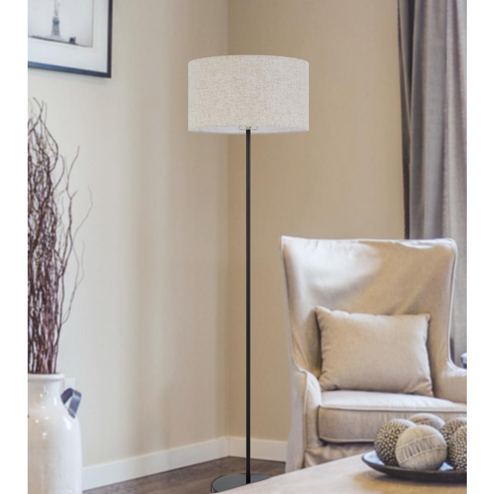 150W 3 wayt Cromwell metal floor lamp with linen shade - Cal Lighting