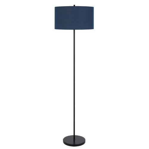 150W 3 Wayt Cromwell Metal Floor Lamp With Navy Blue Linen Shade - Cal Lighting