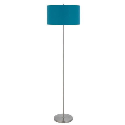 150W 3 Wayt Cromwell Metal Floor Lamp With Aqua Blue Linen Shade - Cal Lighting
