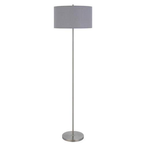 150W 3 Wayt Cromwell Metal Floor Lamp With Gray Linen Shade - Cal Lighting