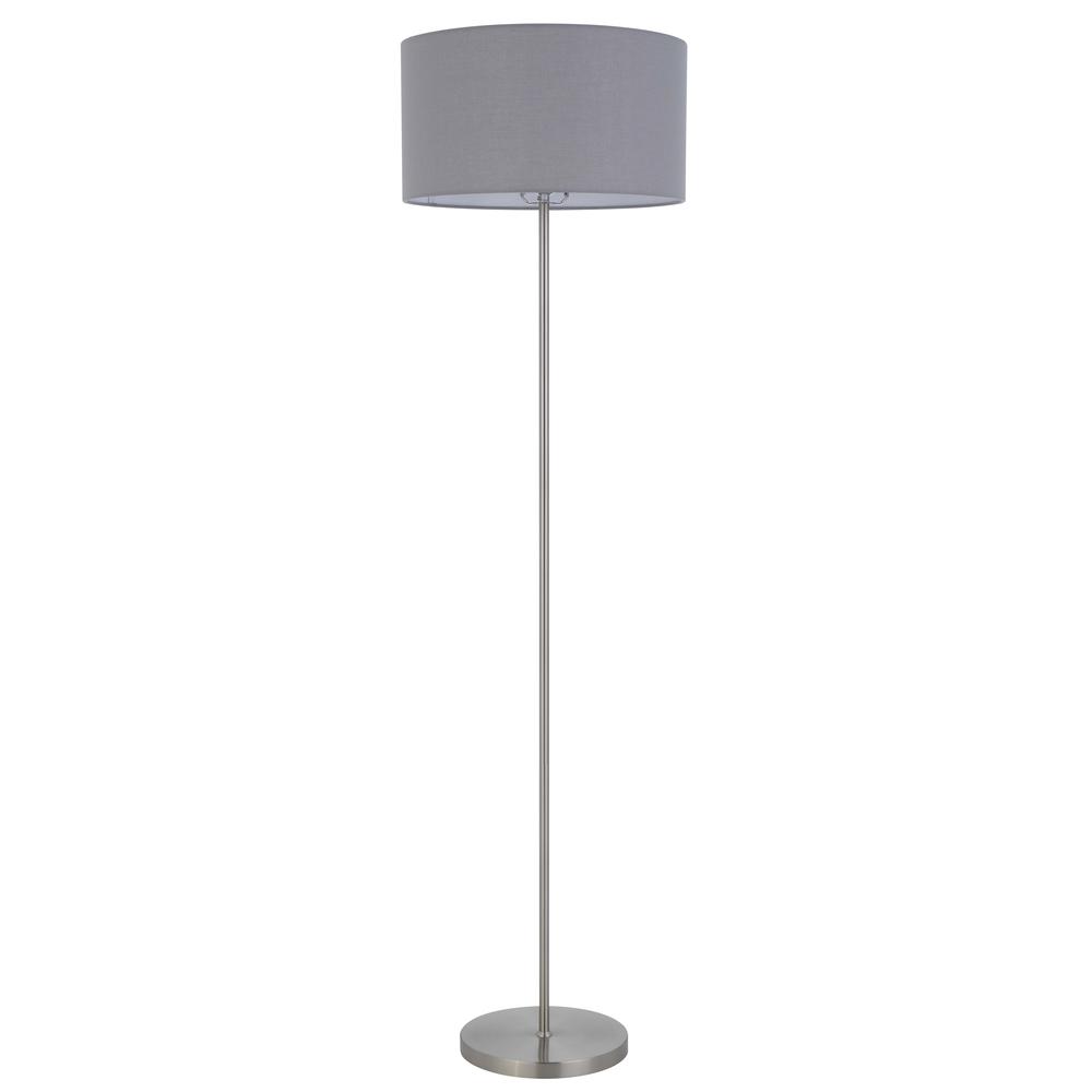150W 3 Wayt Cromwell Metal Floor Lamp With Gray Linen Shade - Cal Lighting