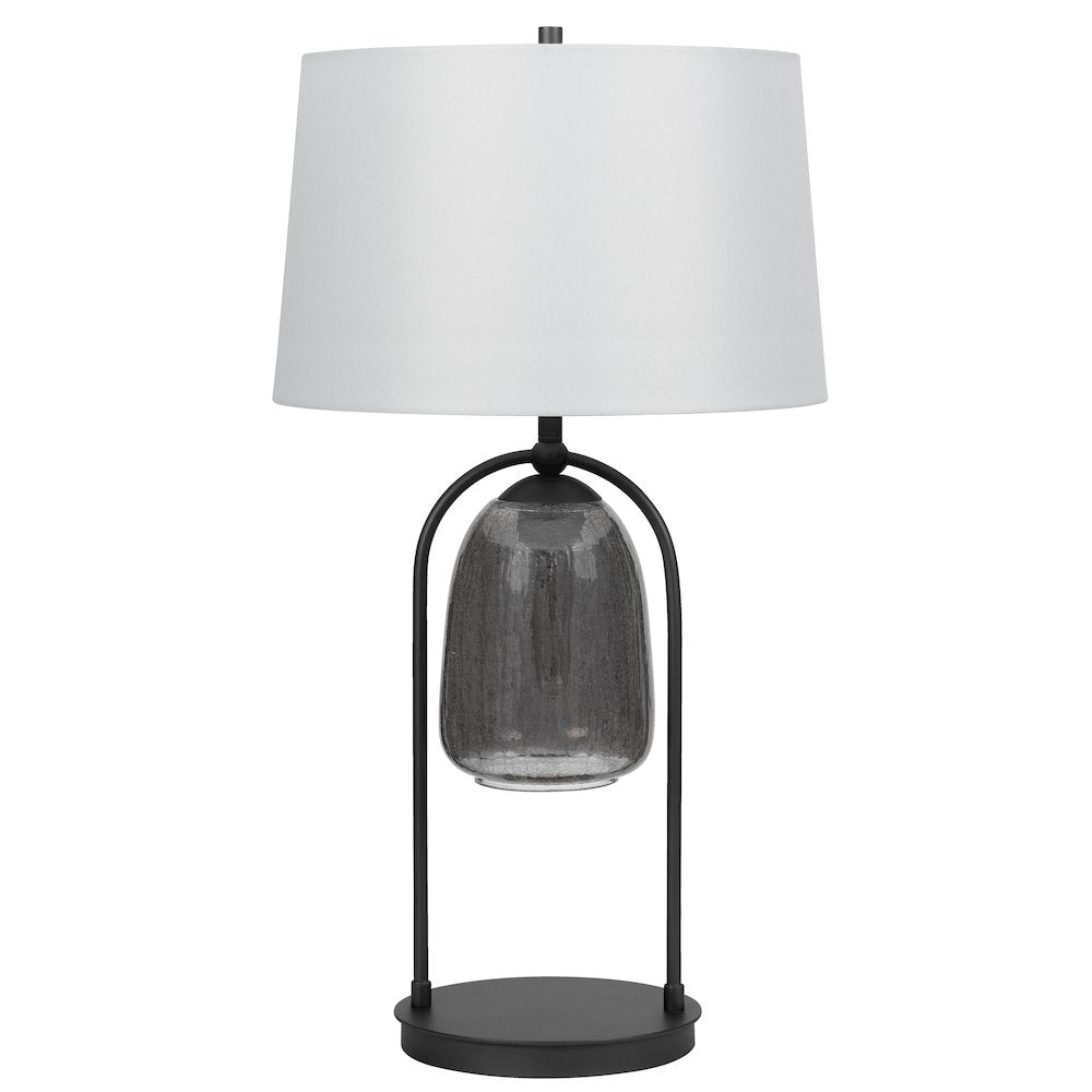100W 3 way Midtown metal table lamp with glass shade and a 5W led Night light - Cal Lighting