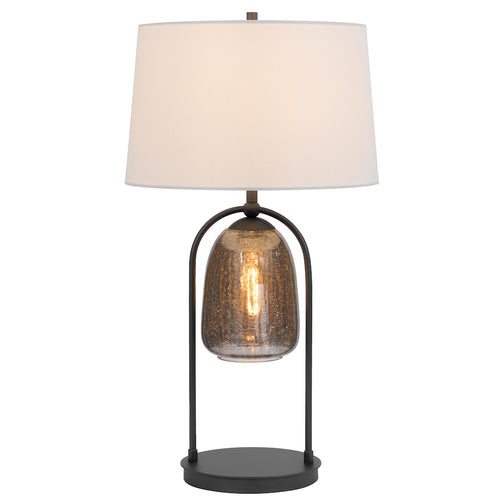 100W 3 way Midtown metal table lamp with glass shade and a 5W led Night light - Cal Lighting