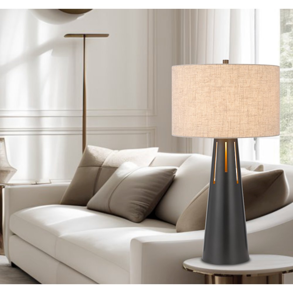 100W 3 way Hayti metal table lamp with 2W led night light - Cal Lighting
