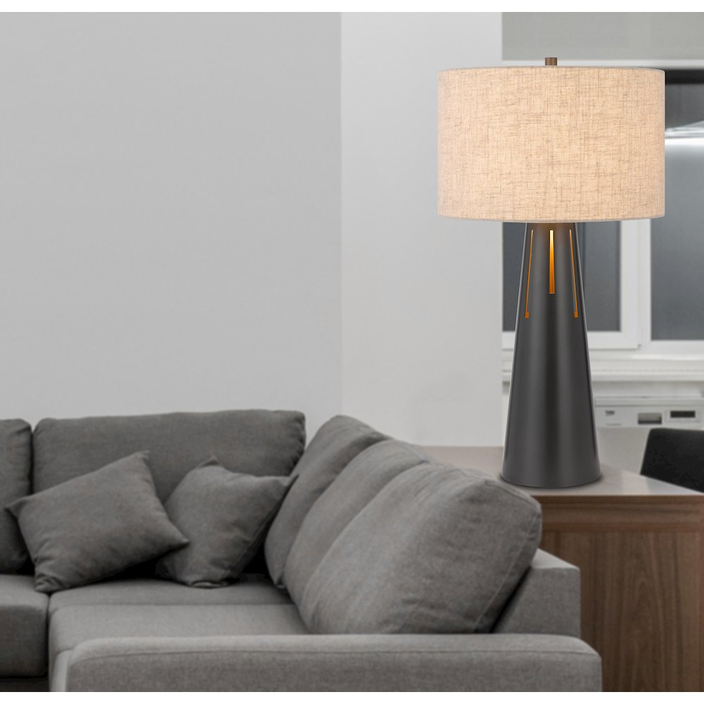100W 3 way Hayti metal table lamp with 2W led night light - Cal Lighting