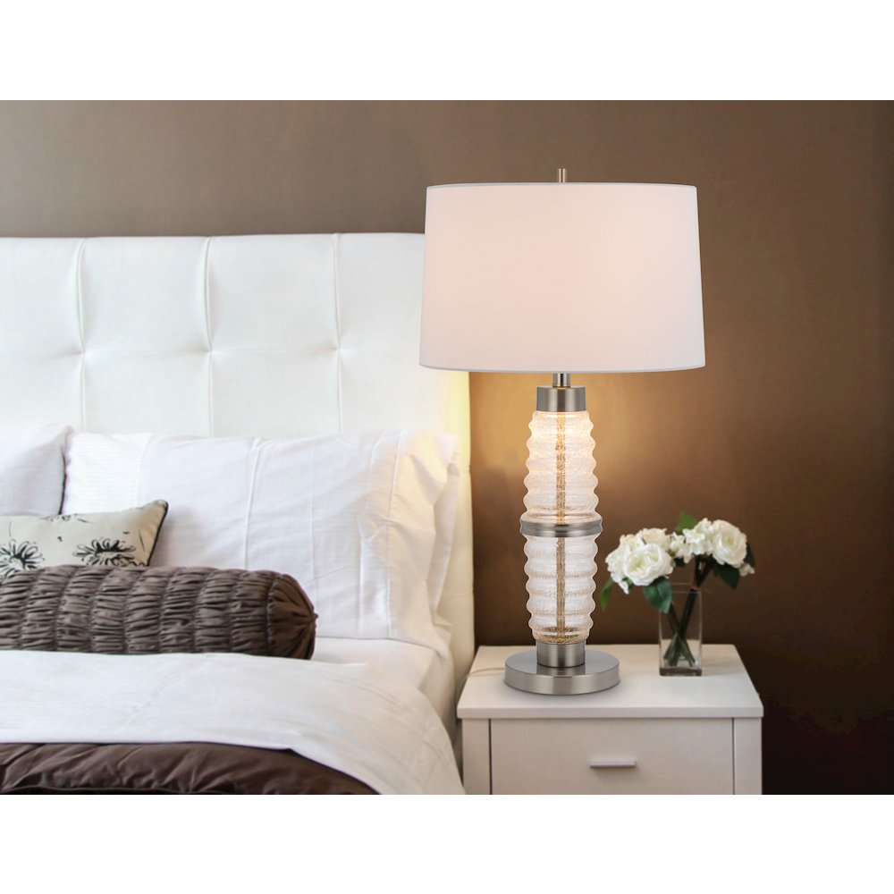 100W 3 way Macon glass table lamp with 2W led night light - Cal Lighting