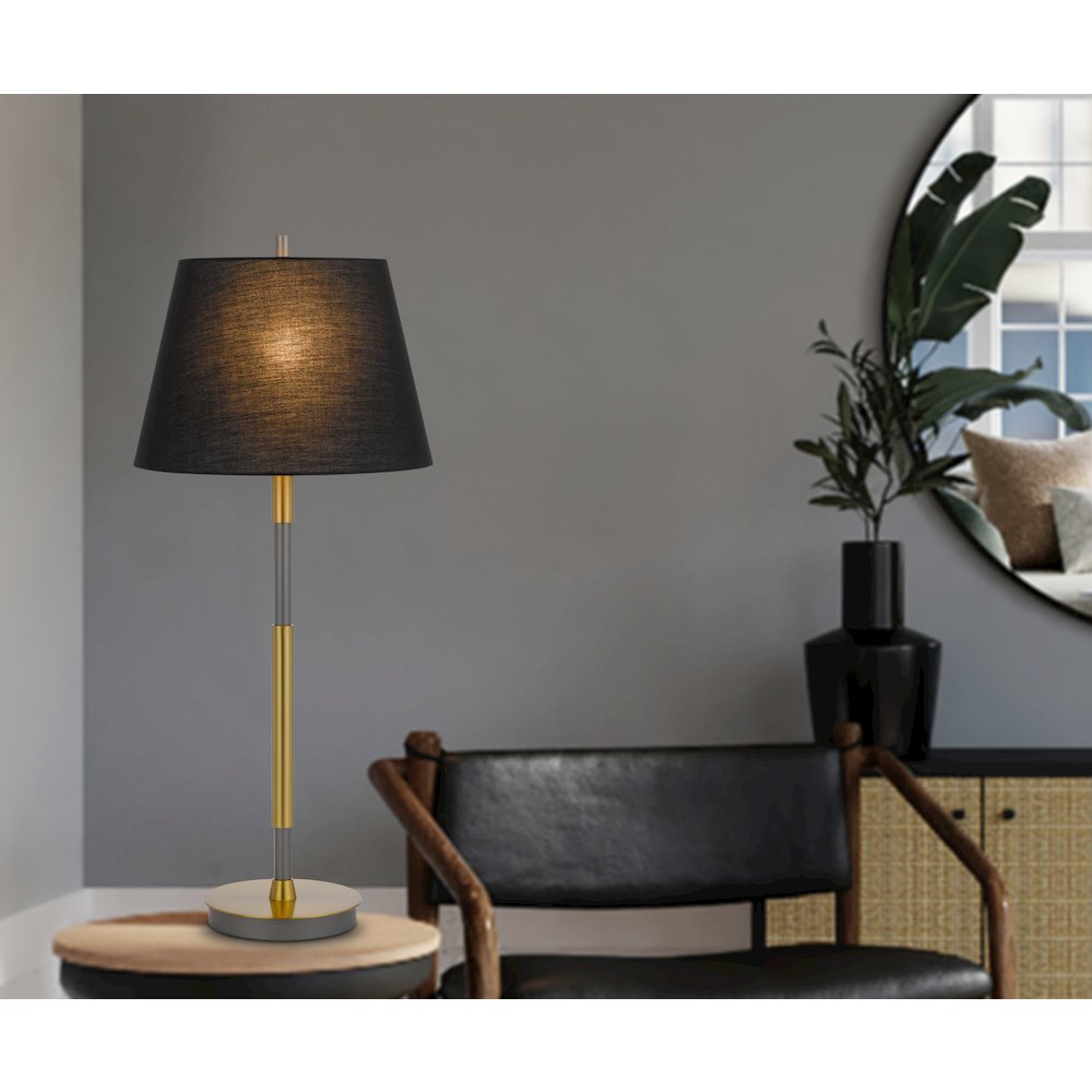 150W 3 way Ciudad metal two tone table lamp - Cal Lighting