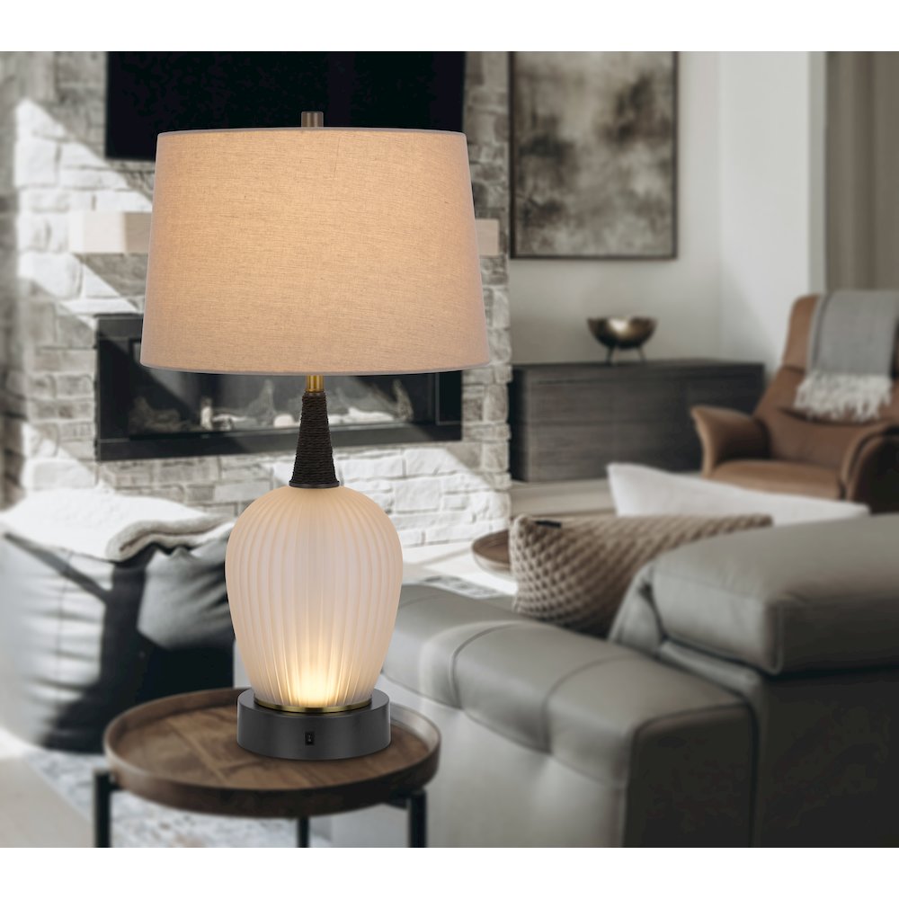 100W led Vega metal/frosted glass table lamp with 2W led night light - Cal Lighting